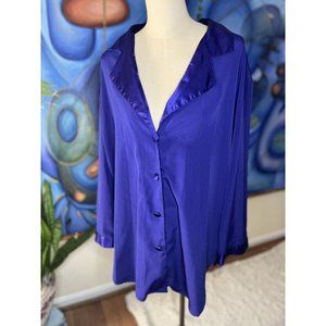 VICTORIAS SECRET~WET SATIN PURPLE VS GOWN NightGown Sleep Shirt~VTG SZ L 